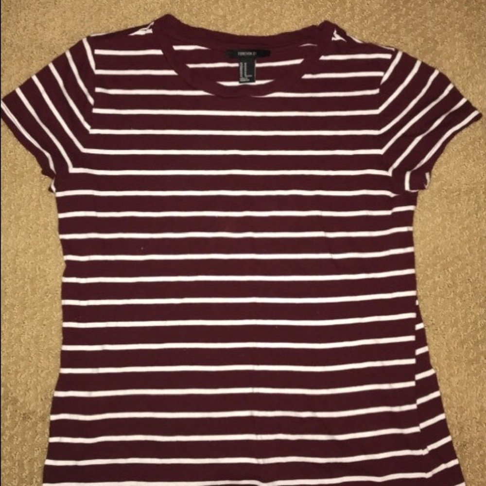 Rep and white stripped forever 21 tshirt